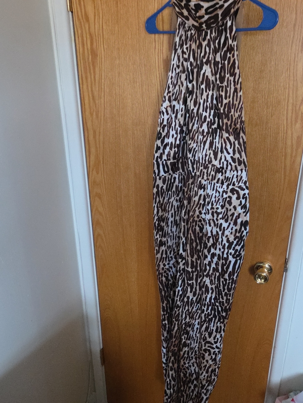 New York & Company Leopard Print Halter Jumpsuit - Brown & Black